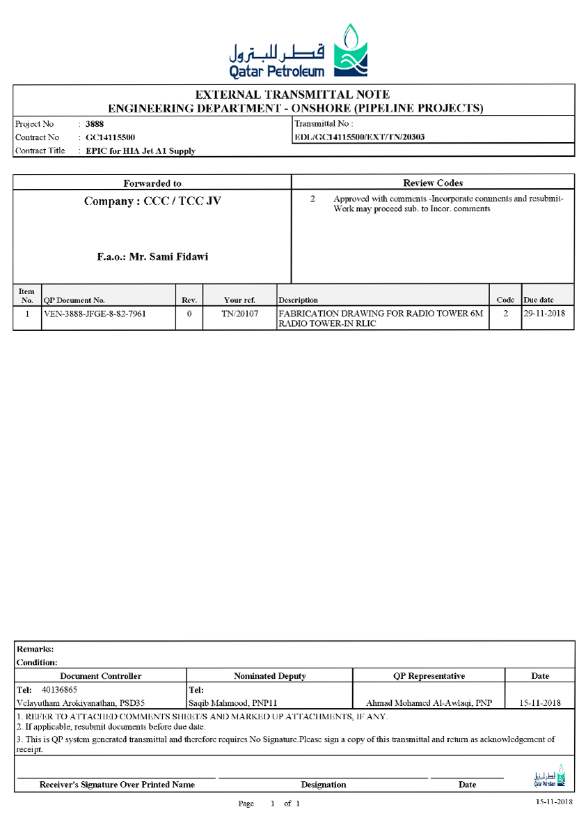 SOW: تصنيع وتركيب مشروع برج ميكروويف للاتصالات: مشروع ملحمي لتوريد طائرة HIA JET A1